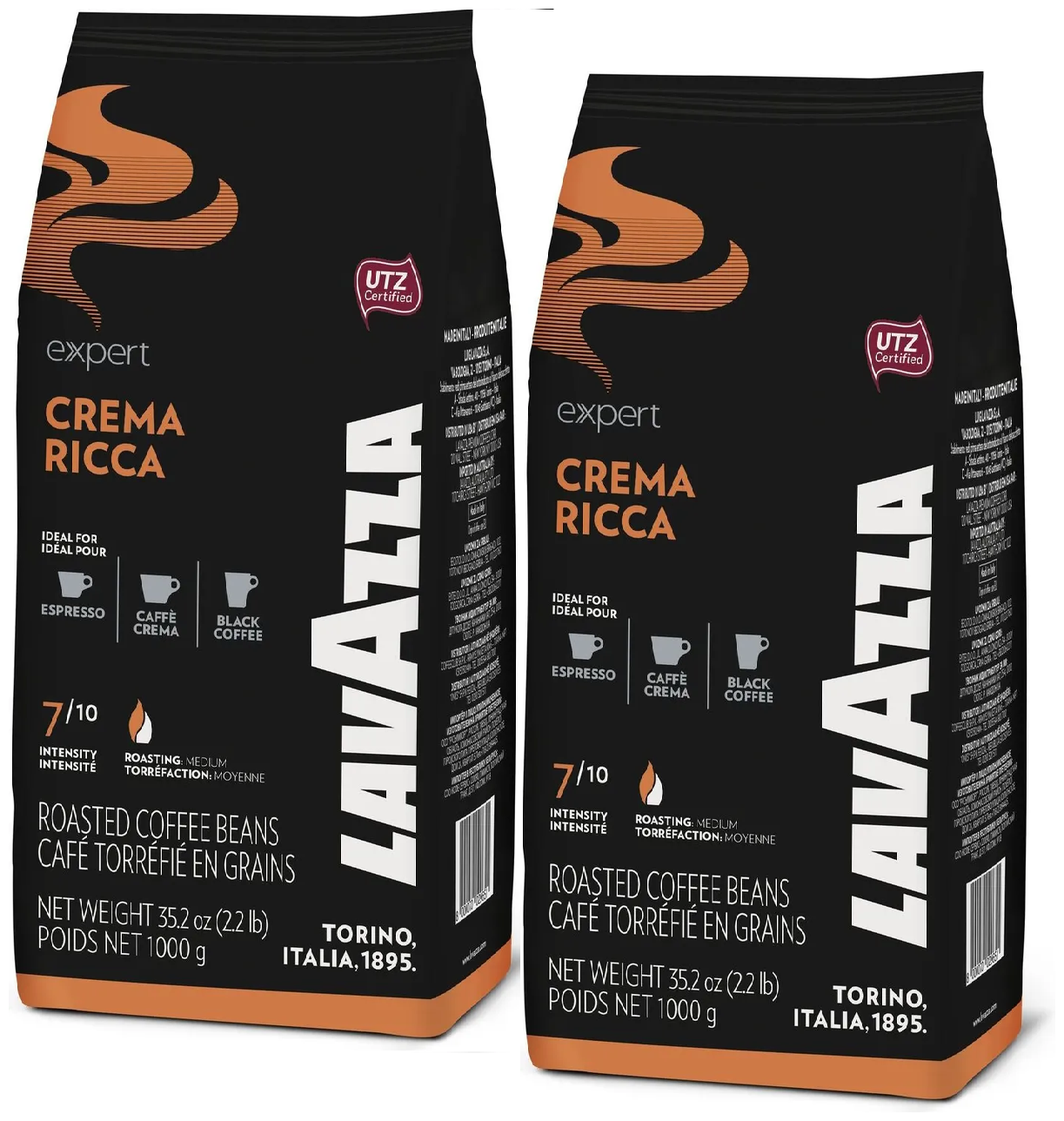 Кофе в зернах Lavazza Crema Ricca Expert 1 кг, 2 шт