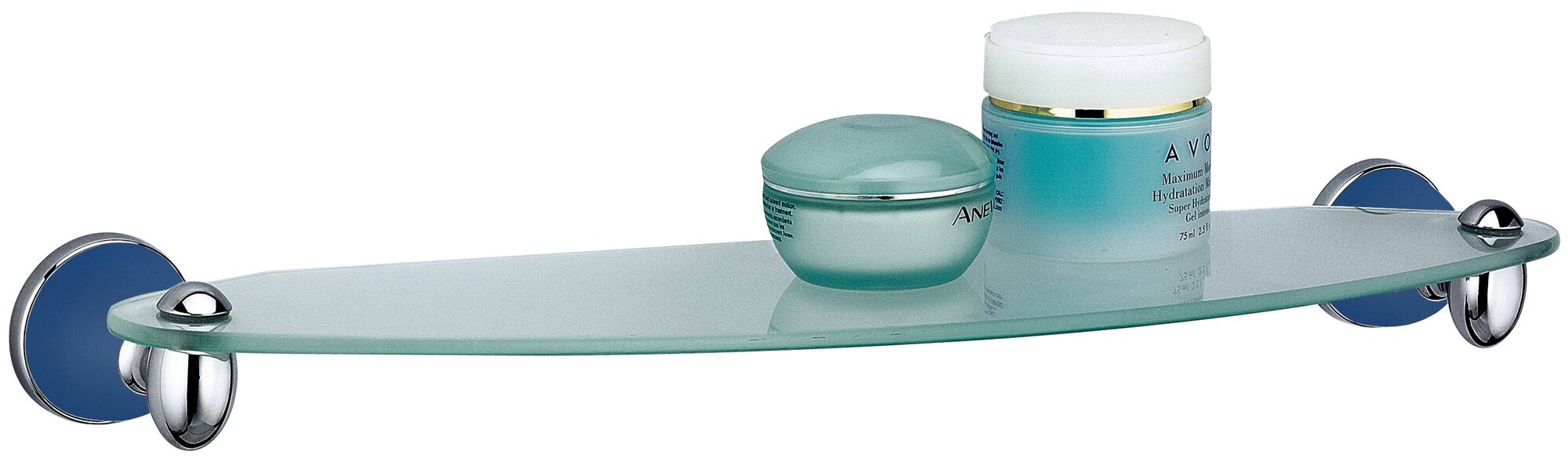 фото Полка стеклянная SANATA MARGARET, синий, хром