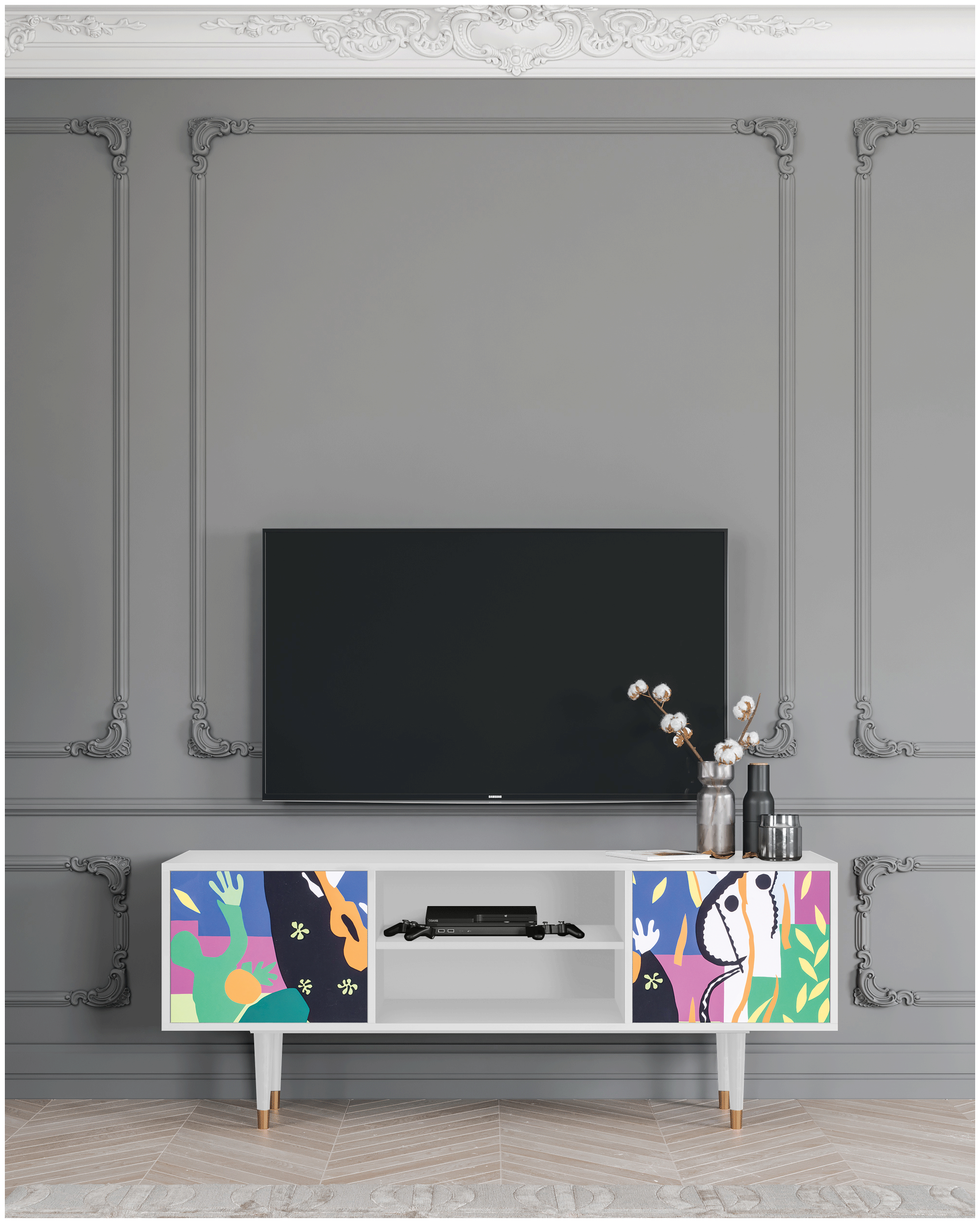 ТВ-Тумба - STORYZ - T2 La Tristesse du Roi by Henri Matisse , 170 x 69 x 48 см, Белый