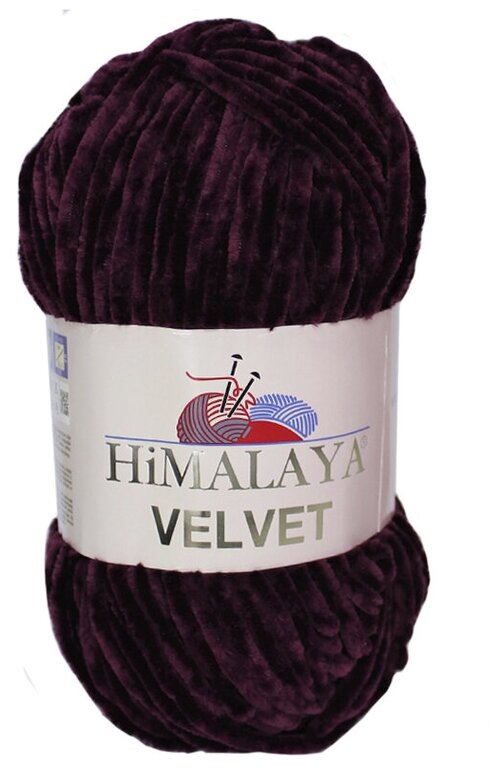 Пряжа плюшевая, велюровая Himalaya Velvet (Хималая вельвет) 100г/120м, 100% микрополиэстер, цвет: 90039 ежевика (бордово-фиолетовый), 1 моток