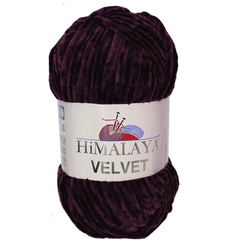 Пряжа плюшевая, велюровая Himalaya Velvet (Хималая вельвет) 100г/120м, 100% микрополиэстер, цвет: 90039 ежевика (бордово-фиолетовый), 1 моток пряжа himalaya velvet 2 шт 90025 св серый 120м 100г 100% полиэстер гималая вельвет