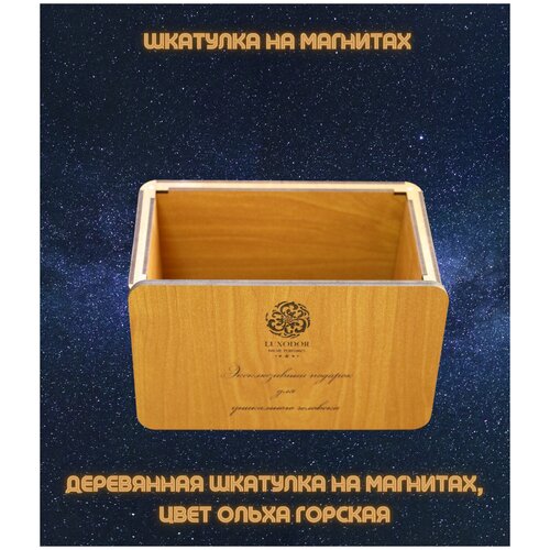 Деревянная шкатулка на магнитах Luxodor ольха горская/подарочный набор/шкатулка для хранения