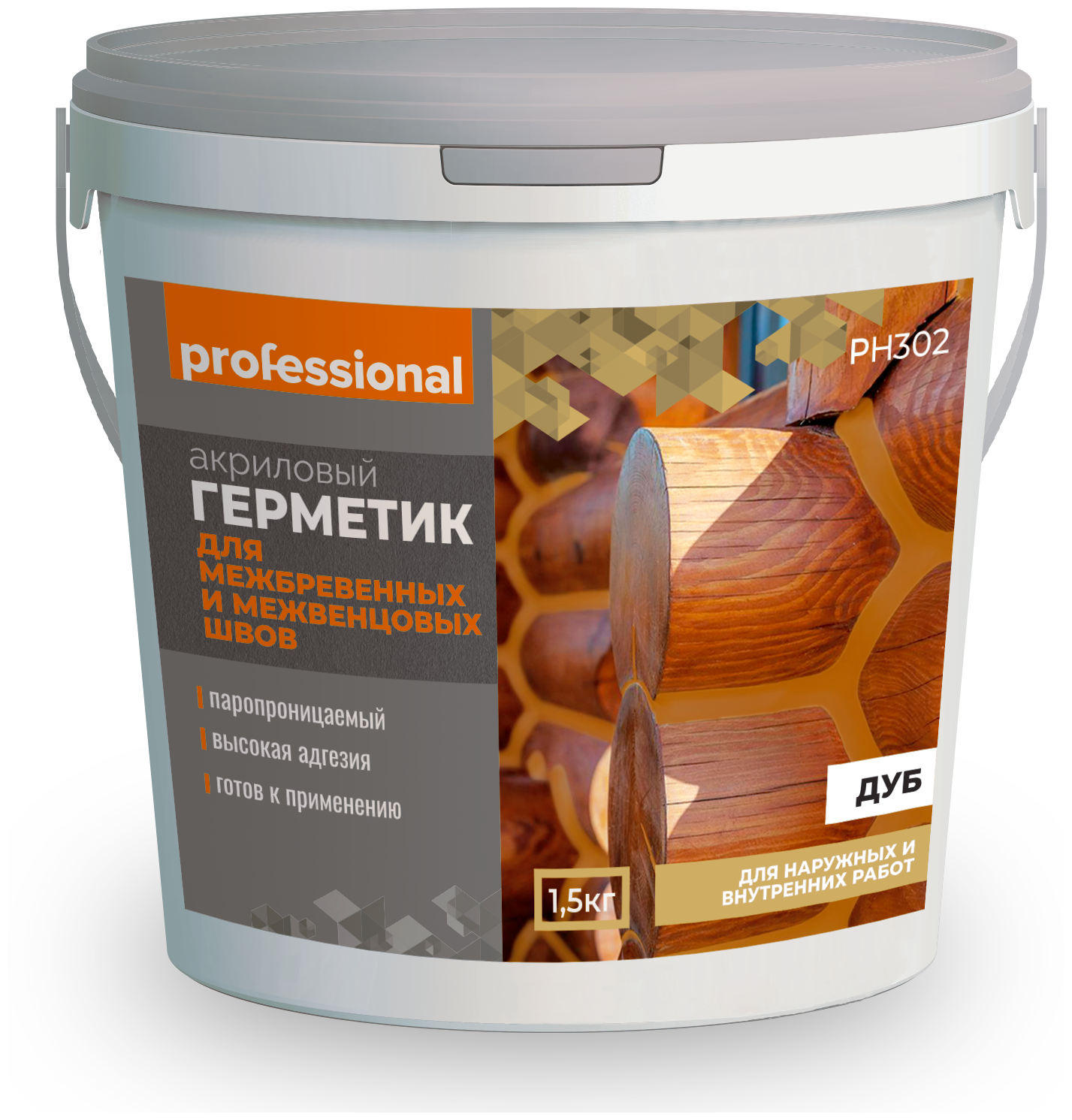 Герметик для дерева теплый шов Professional, цвет Дуб 1,5кг