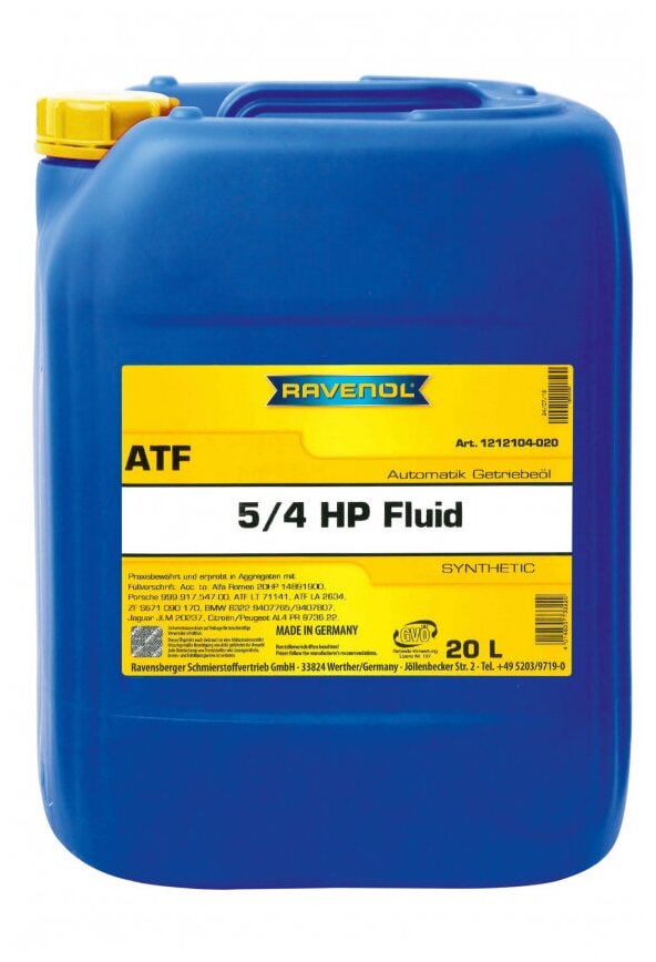 Трансмиссионное масло RAVENOL ATF 5/4 HP Fluid (20л) new