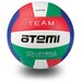 Мяч волейбольный Atemi TEAM, синтетическая кожа PU Soft, красн/бел/син/зел, 18 п,клееный,окруж 65-67