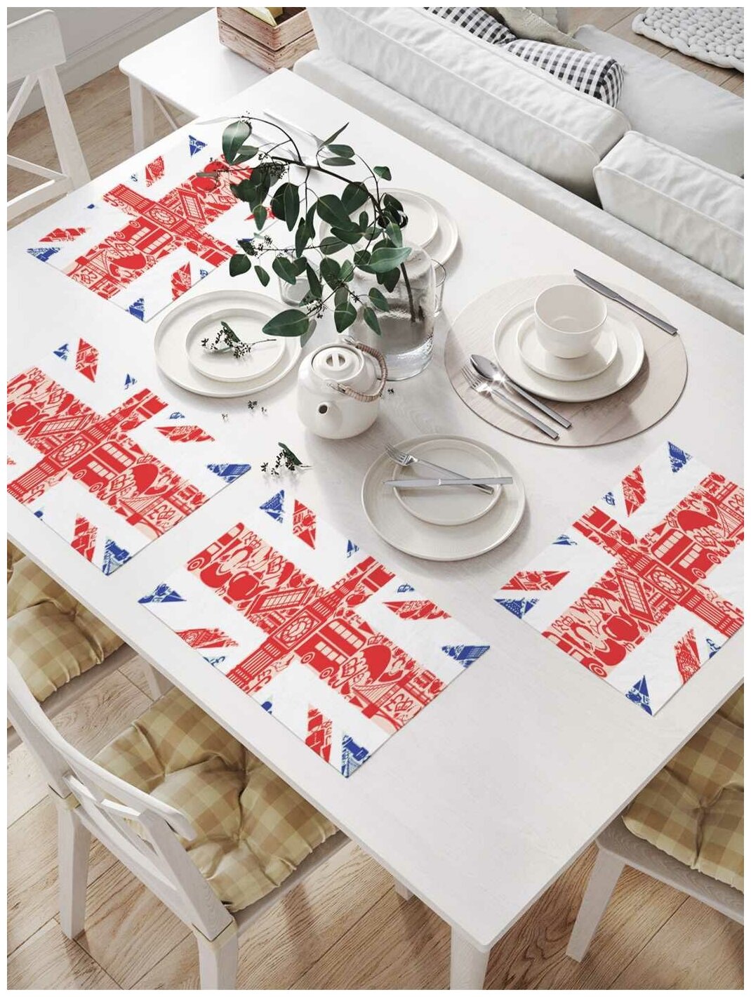 Комплект салфеток JoyArty "Английский символизм" для сервировки стола (32х46 см, 4 шт.)