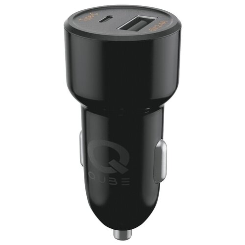 Автомобильное зарядное устройство QUB QCUSBTYPEC48BLK (USB + USB Type-C, 4.8А, цвет черный)