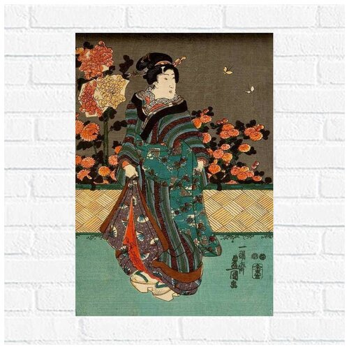 фото Постер длинное платье. утагава кунисада, 30x40 см, бумага вау холст