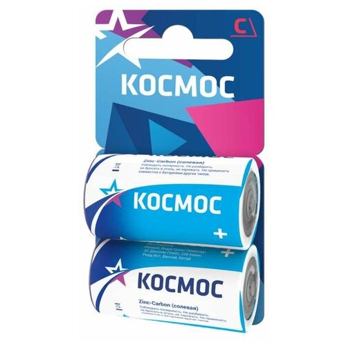 Элемент питания солевой R14 (блист.2шт) Космос KOCR142BL ( 7 упак.)