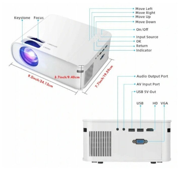 Светодиодный проектор Thundeal TD93 Basic белый - фотография № 3