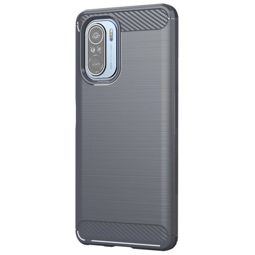 Накладка силиконовая для Poco F3 / Xiaomi Redmi K40 / K40 Pro / K40 Pro+ / Mi 11i / Mi 11X / Mi 11X Pro под карбон и сталь серая 