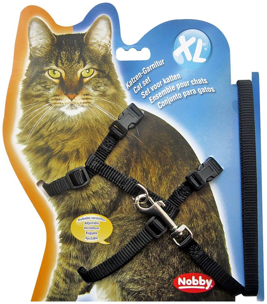 Шлейка д/кошек NOBBY XL черная - фотография № 1