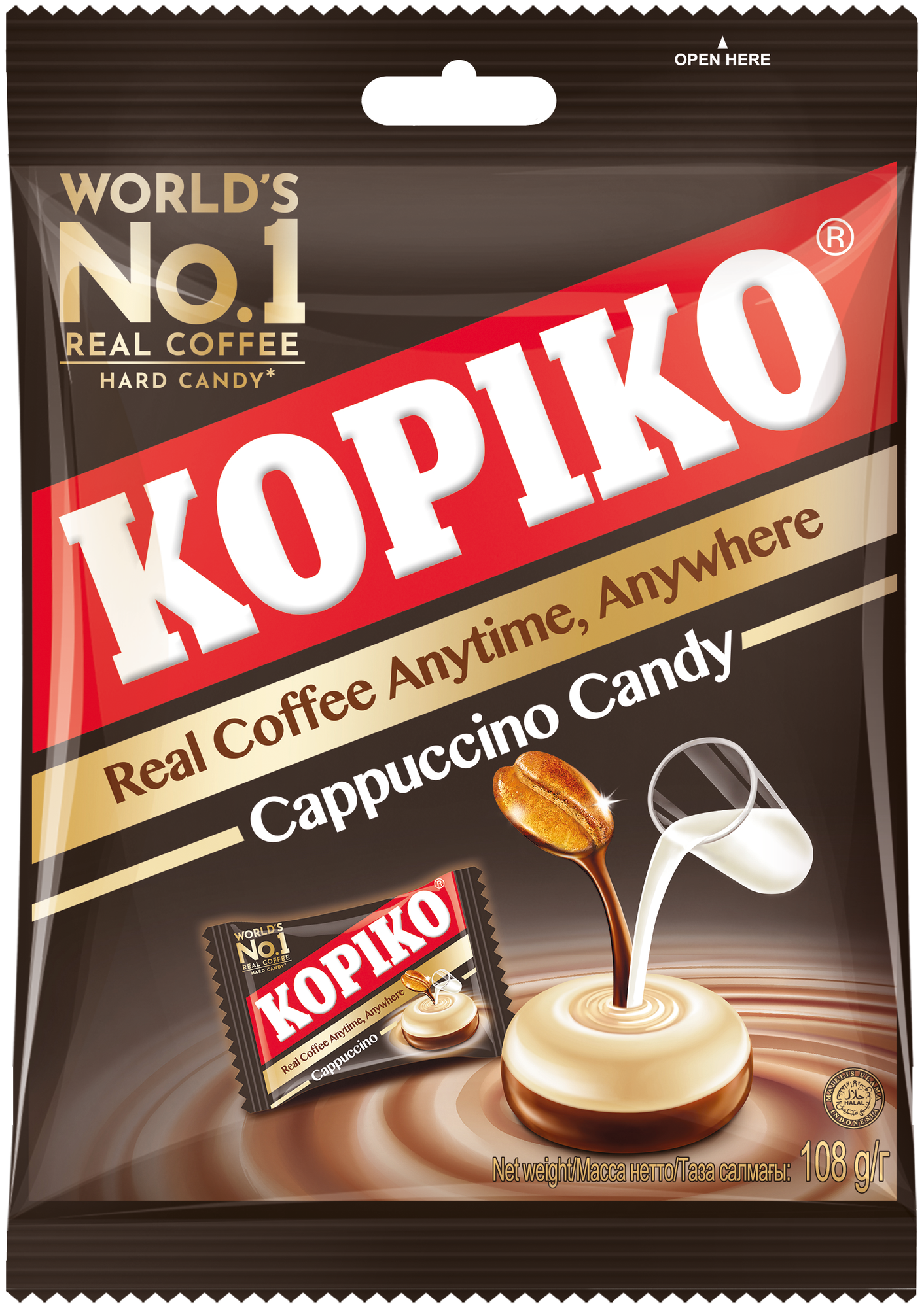 фото Кофейные леденцы Kopiko Cappuccino Candy, пакет 108 г