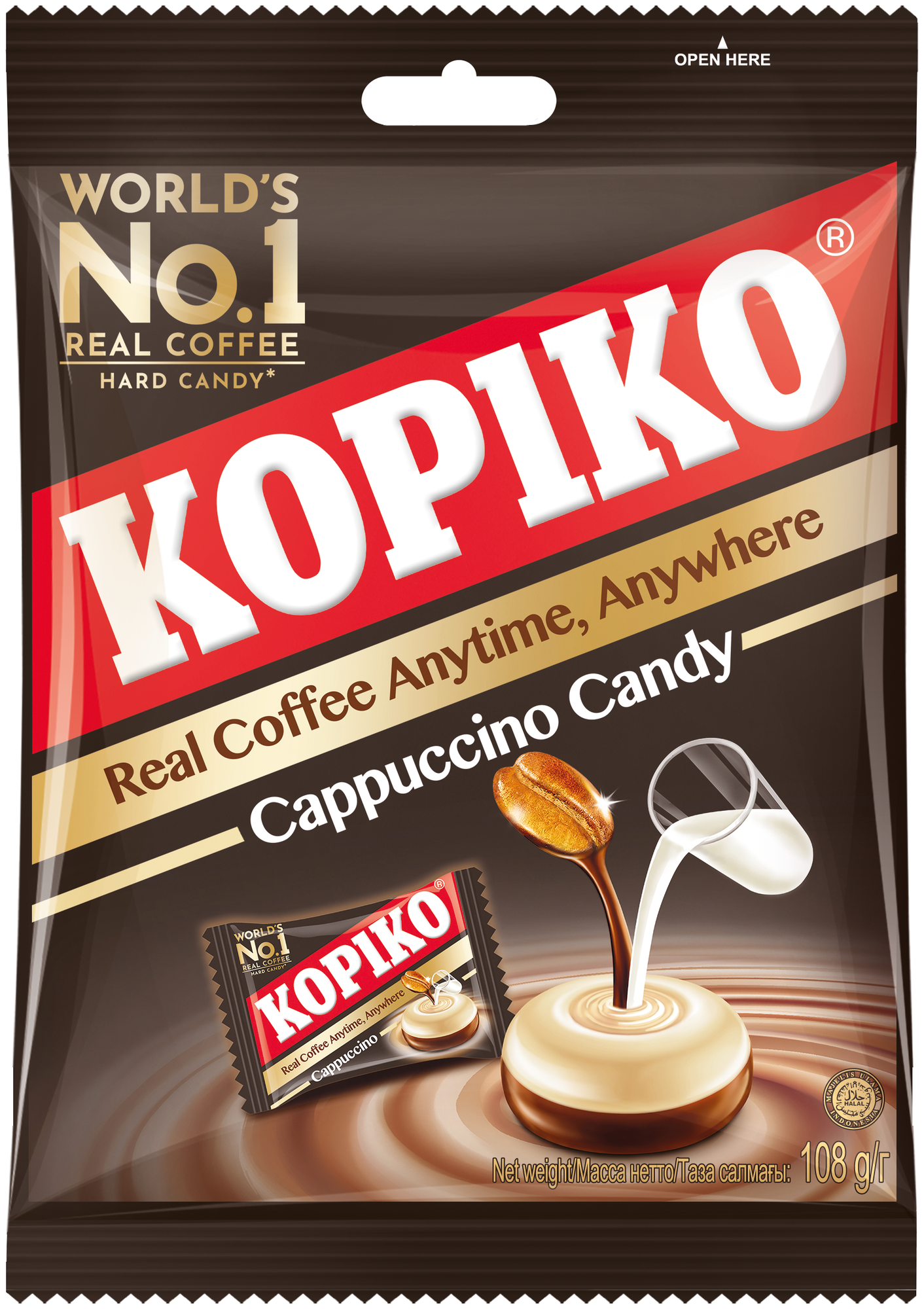 Кофейные леденцы Kopiko Cappuccino Candy пакет 108 г