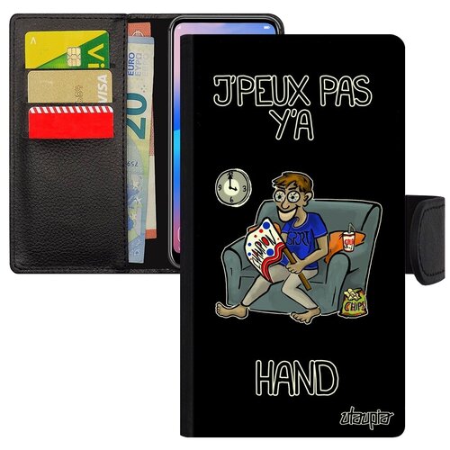 фото Защитный чехол книжка для мобильного // iphone se 2020 // "не могу - смотрю гандбол!" гандбол болельщик, utaupia, черный