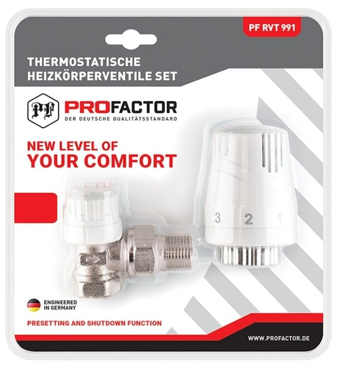 Комплект термостатический для радиатора, 1/2", угловой, ProFactor, PF RVT 991
