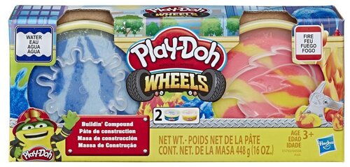 Масса для лепки Play-Doh Набор специальной массы Wheels Огонь и вода (E5792) 2 цв.