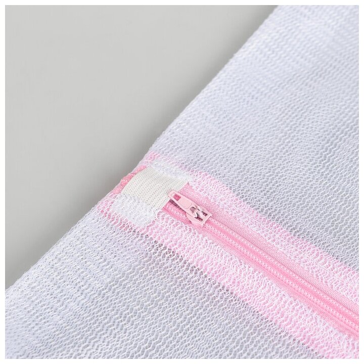Мешок для стирки белья Доляна, 50×60 см, мелкая сетка, цвет белый - фотография № 14
