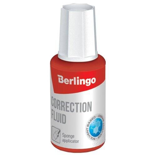 Корректирующая жидкость Berlingo, 20мл, на химической основе, с губчатым аппликатором (KR 550)