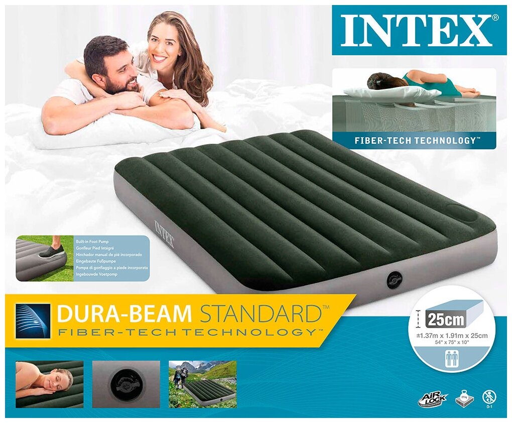 Intex Downy Airbed 137x191x25cm 64762