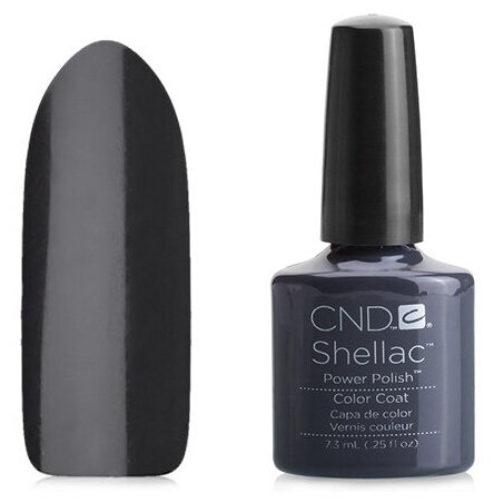 Гель лак для ногтей Shellac CND Shellac Asphalt 7.3 ml темно-серый цвет мокрого асфальта плотный — фото 1
