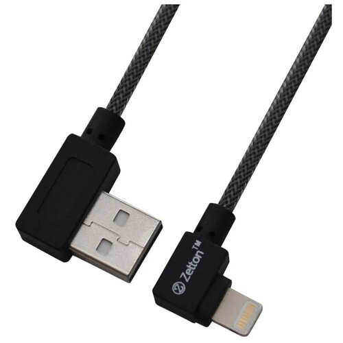 USB кабель Zetton USB SyncCharge RoundArmor Corner Data Cable USB to USB-C круглый пластиковые разъемы (серый)