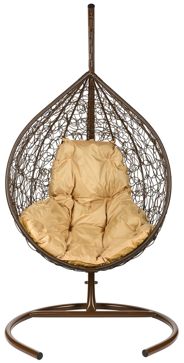 Кресло подвесное Bigarden "Tropica", коричневое, со стойкой, коричневая подушка (чехол в подарок) - фотография № 3