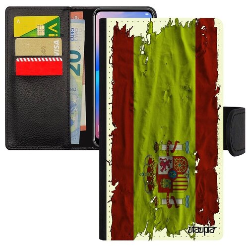 фото Противоударный чехол книжка для телефона // apple iphone 8 // "флаг испании на ткани" патриот стиль, utaupia, белый