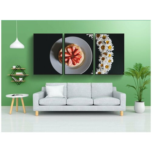 фото Набор модулных постеров для интерьера "черный стол, ромашки, маргаритка" 60x90 см. в тубусе, без рамки lotsprints