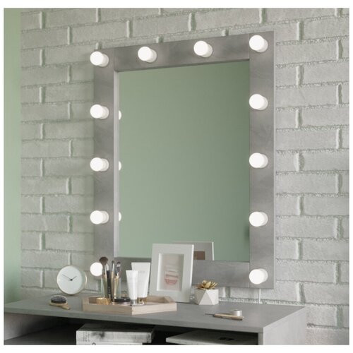 фото Гримерное зеркало make- mebel 68 х 84 см, серый вулканический, настенное, для макияжа make mebel