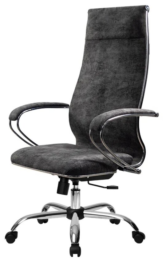 Офисное кресло Метта L 1m 42/K118, велюр, темно-серый, хром (L 1m 42 Bravo/подл.118/осн.003)