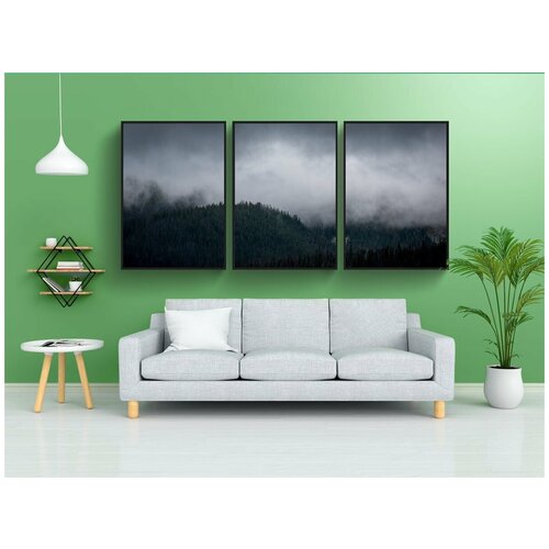 фото Набор модулных постеров для интерьера "туман, пейзаж, гора" 60x90 см. в тубусе, без рамки lotsprints