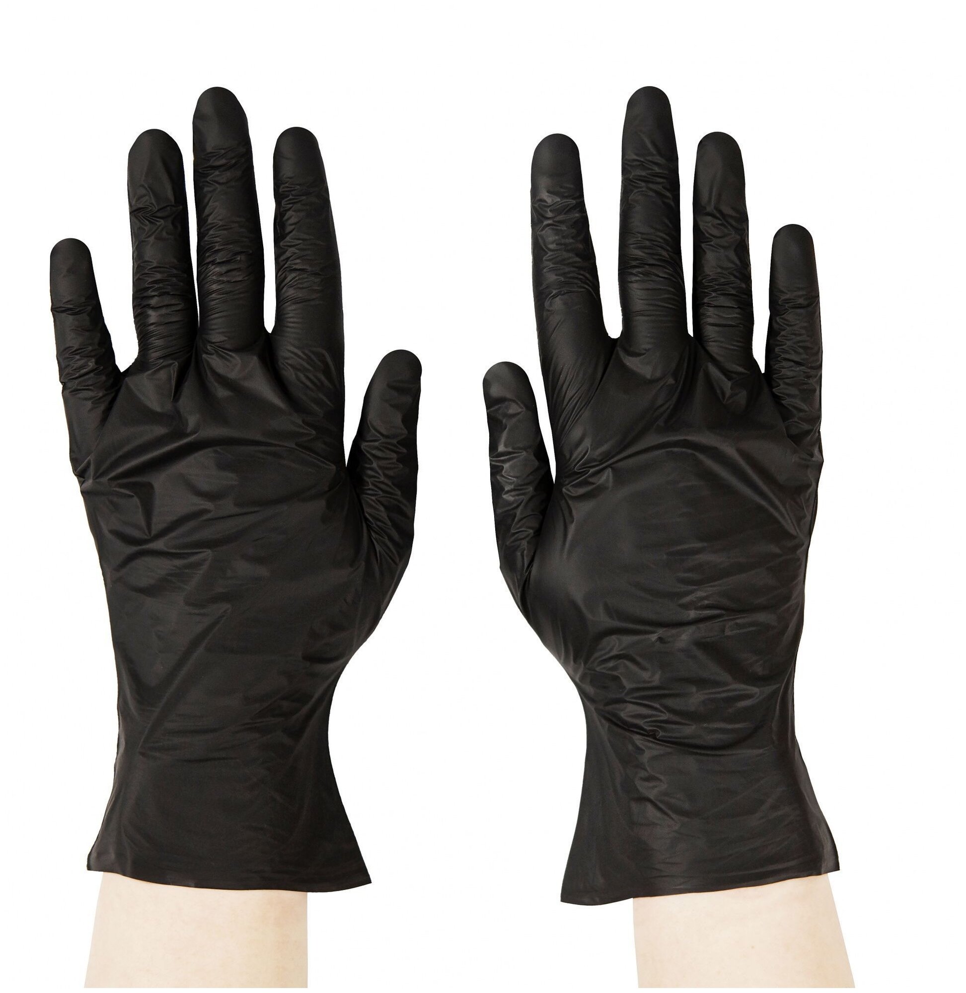 Перчатки EleGreen TPE Gloves, 50 пар, размер L, цвет черный - фотография № 1