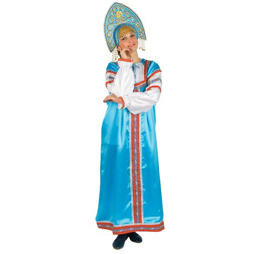 фото Костюм народный костюм василиса (бирюзовый) взрослый русская красавица 2xl (52) (сарафан, блуза)