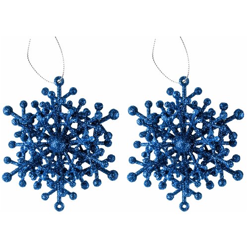 фото Декоративная подвеска todi "снежинка №7" пластик/набор из 2- х штук, цвет: синий (10х10 см