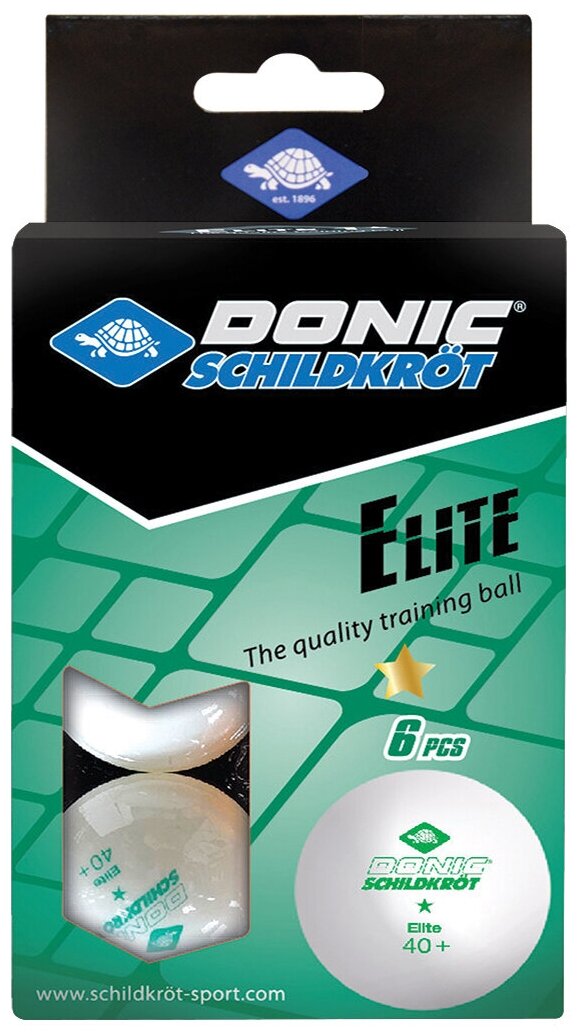 Мяч для настольного тенниса Donic 1* Elite, белый 6 шт.