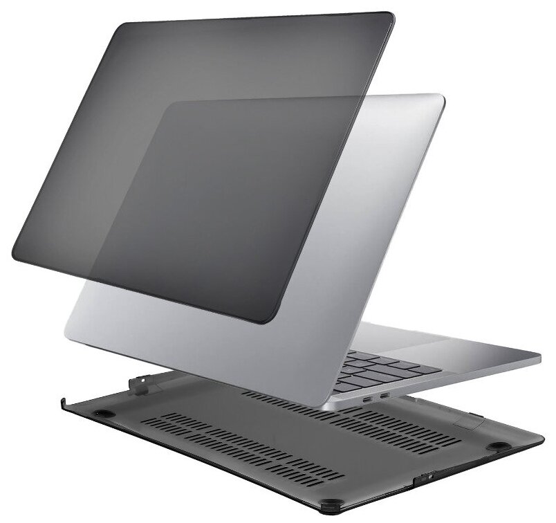 Чехол накладка для ноутбука Apple Macbook Pro 16 дюймов 2019 A2141 черный прозрачный