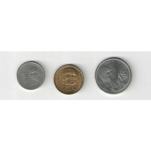 Монеты 3шт 1, 10 песо и 20 сентавос 1985 Мексика