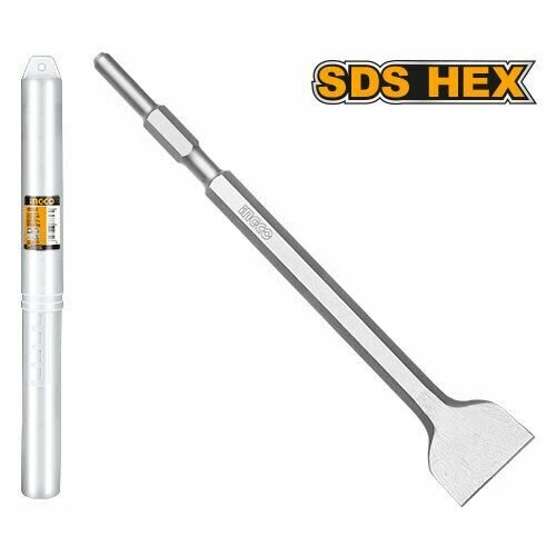 Зубило плоское SDS HEX INGCO 17x280х50 мм отбойный молоток 1300вт hex 20дж кейс ingco pdb13008 industrial