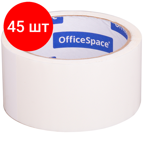 Комплект 45 шт, Клейкая лента упаковочная OfficeSpace, 48мм*40м, 45мкм, белая, ШК клейкая лента упаковочная officespace 48мм 40м 45мкм красная шк 3 штуки