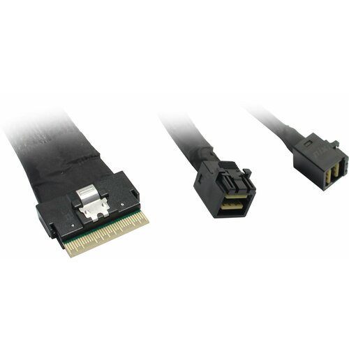 кабель mini sas hd sff 8643 mini sas hd sff 8643 1 метр Кабель SlimSAS SFF-8654 8i - 2x Minisas HD SFF-8643, 80 см