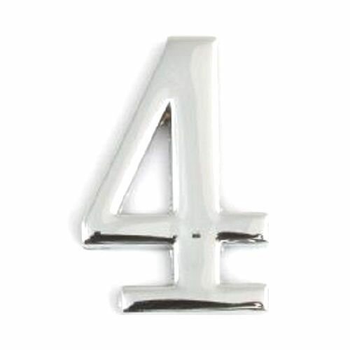 фото Аллюр Цифра дверная Большая пластик "4" (хром) клеевая основа