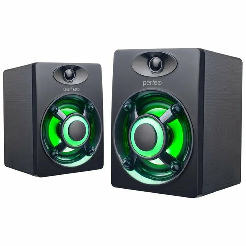 Колонки Perfeo OREOL 20 мощность 2х3 Вт LED подсветка 7 цветов чёрные AUX питание USB 94800₽
