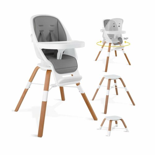 Стул для кормления BABYROX 360 (трансформер), цвет: белый с серым детский высокий стул для кормления многофункциональное детское сиденье портативный складной стул для кормления домашние блюда