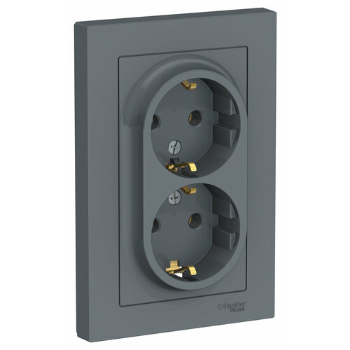 фото Розетка двойная с заземлением schneider electric atlasdesign грифель systeme electric
