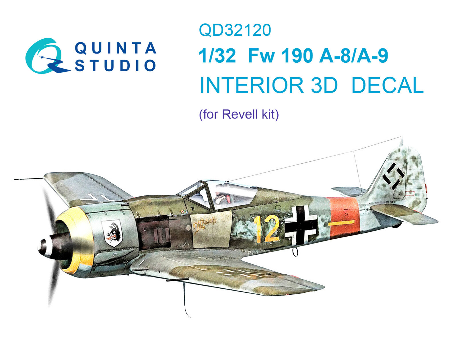 QD32120 3D Декаль интерьера кабины Fw 190 A-8/A-9 (Revell)