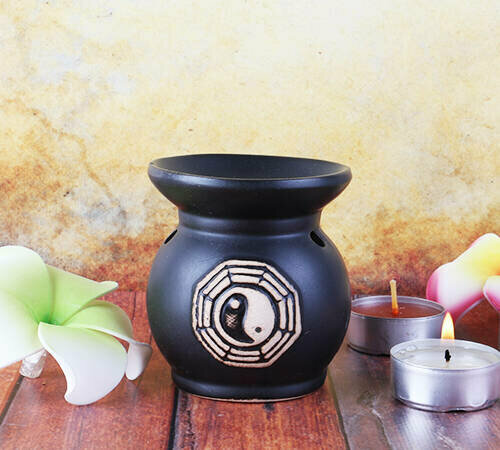 фото Аромалампа ИНЬ-ЯНЬ черная (керамика, матовая, высота 7 см.), Giftman, 1 шт.