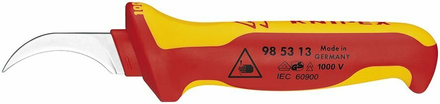 Нож KNIPEX для секторного кабеля VDE, 190 мм, 2-комп диэлектрическая ручка KN-985313