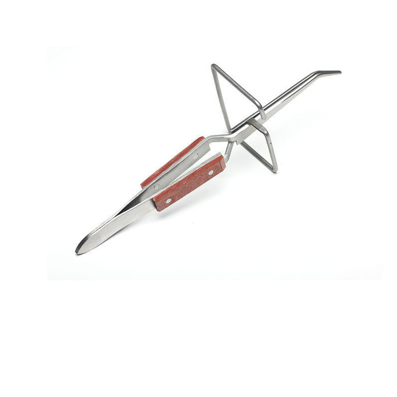 Пинцет для пайки обратный с подставкой загнутый — фото 1