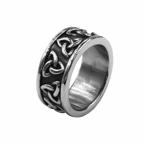 serebromag кольцо оберег триглав из серебра Печатка, размер 23, ширина 9 мм, черный, белый